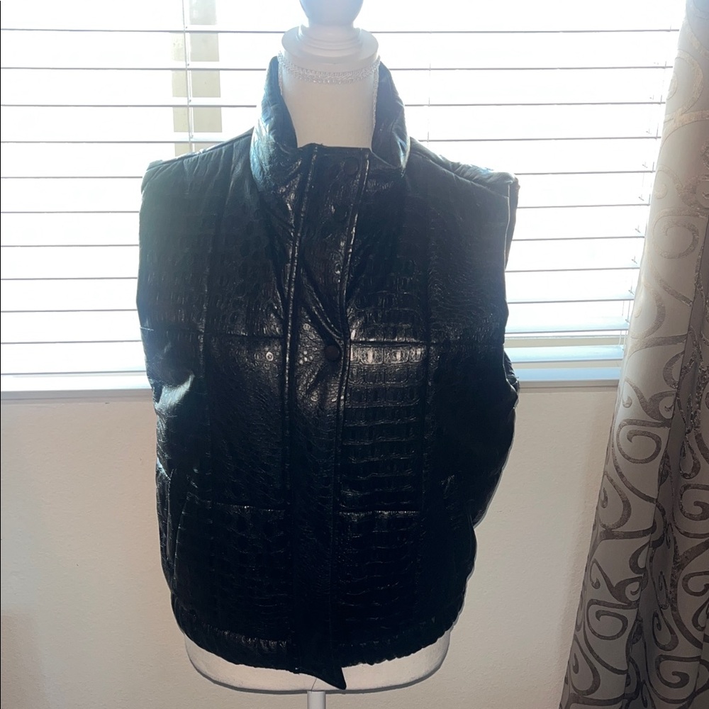Vintage Havana Black Crocodile Pattern Vest